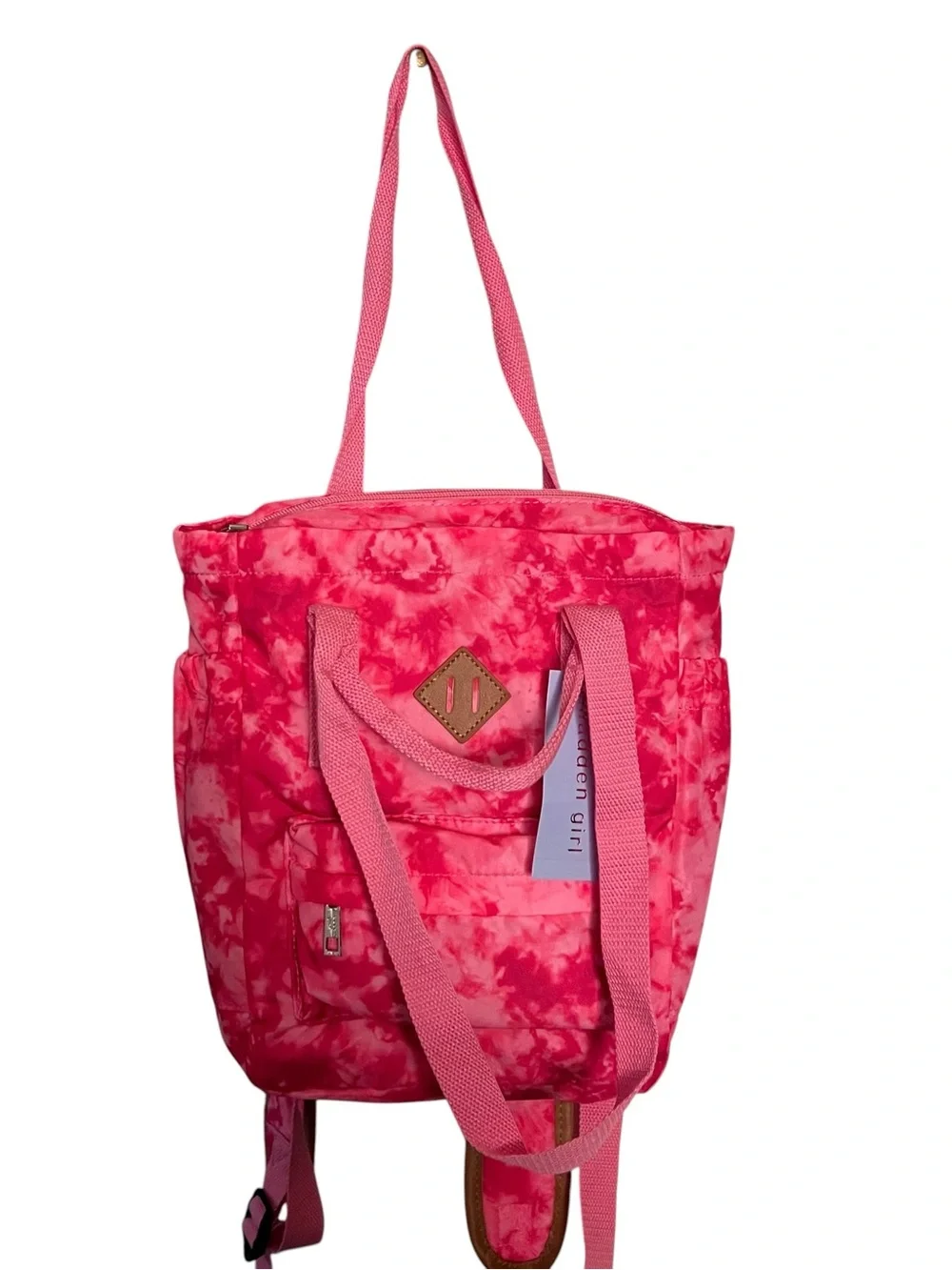 Madden Girl Pink Tie-Dye Backpack Tote 12x10”
